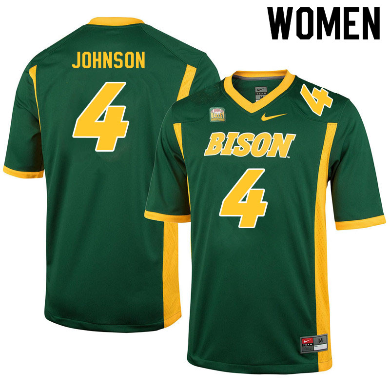 Women #4 Kobe Johnson North Dakota State Bison College Football Jerseys Sale-Green - Click Image to Close